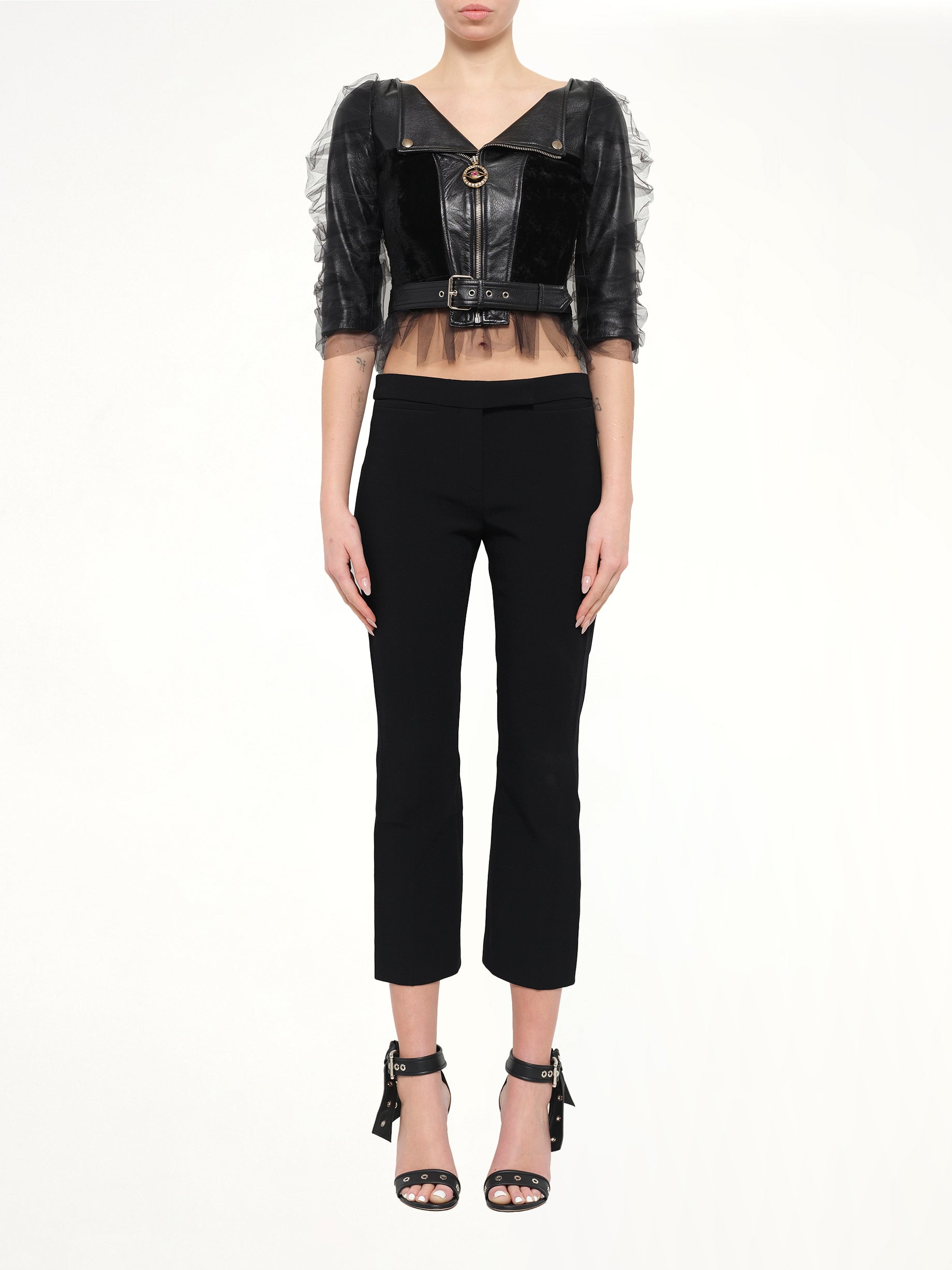 Leather Jacket with Tulle