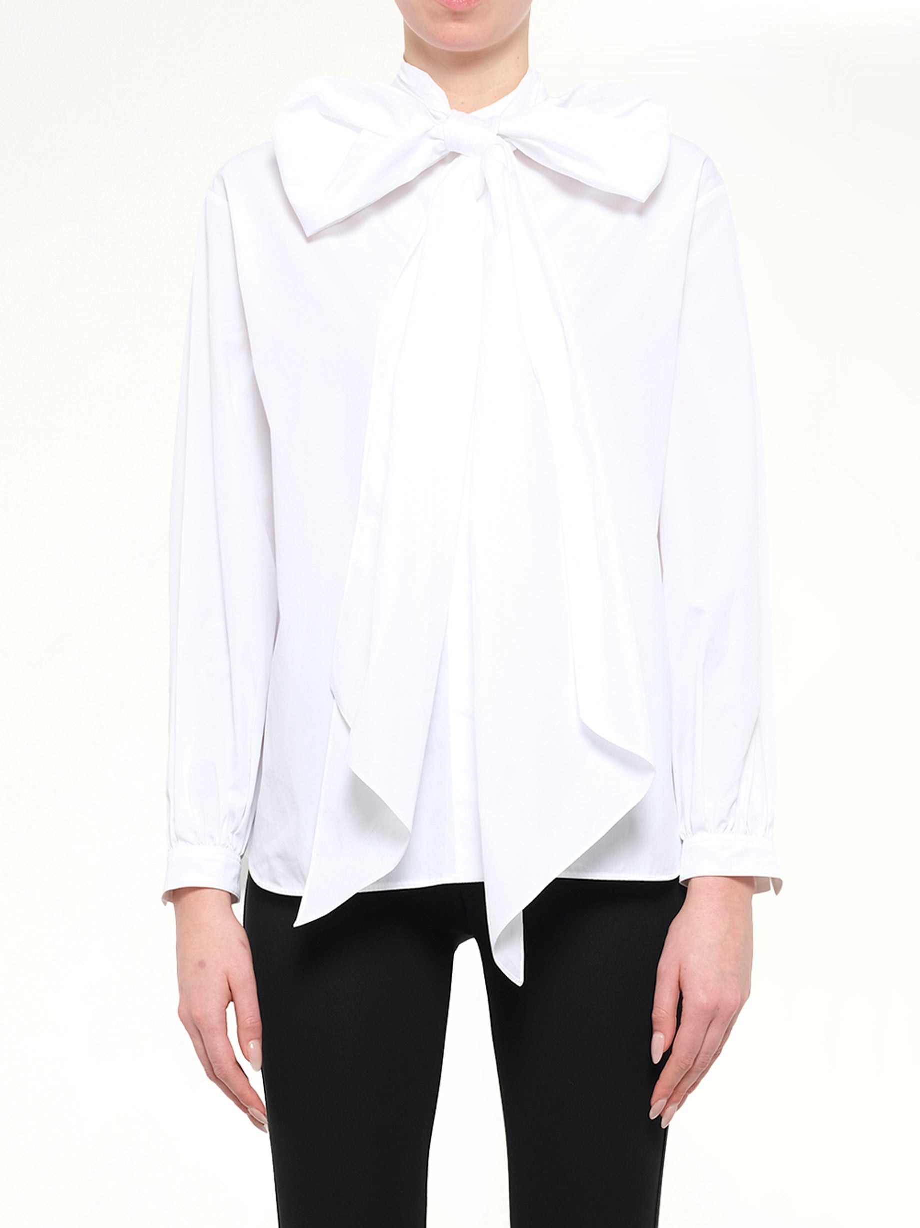 Pussy-Bow Shirt in White