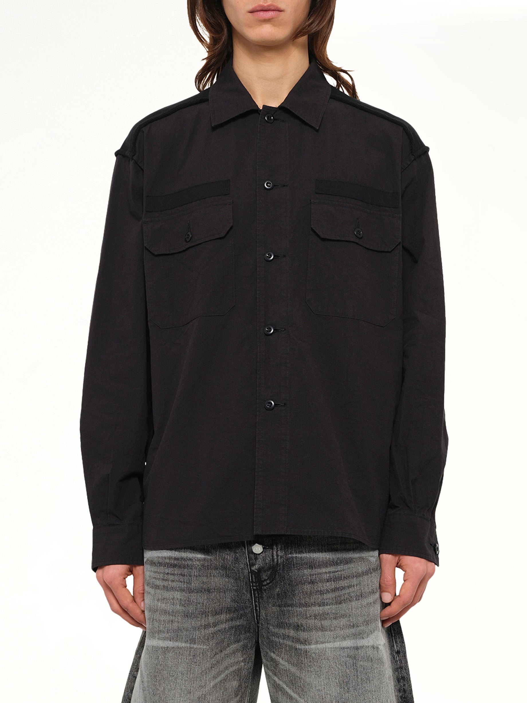 Cotton Rib Shirt in Black