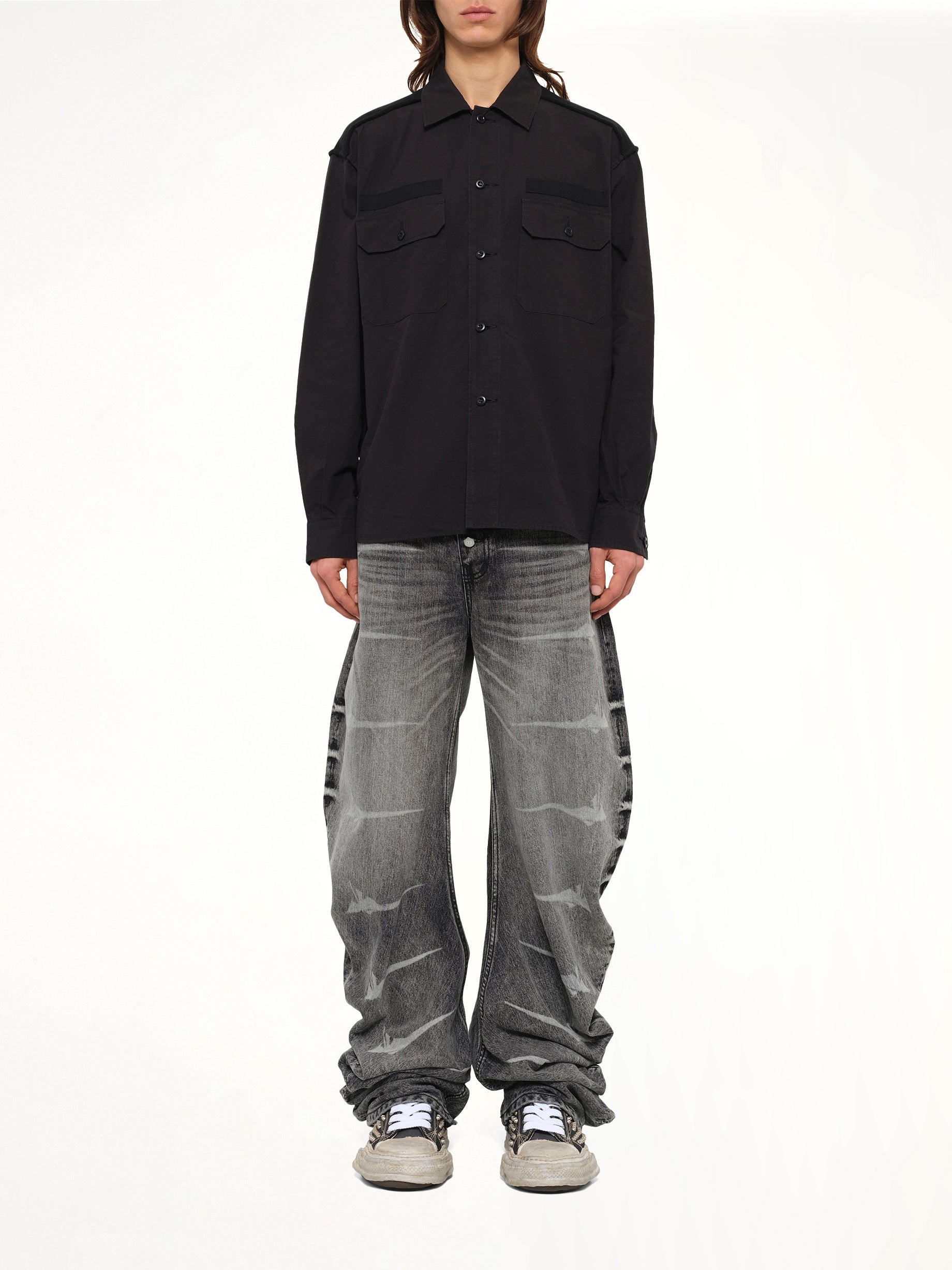 Cotton Rib Shirt in Black