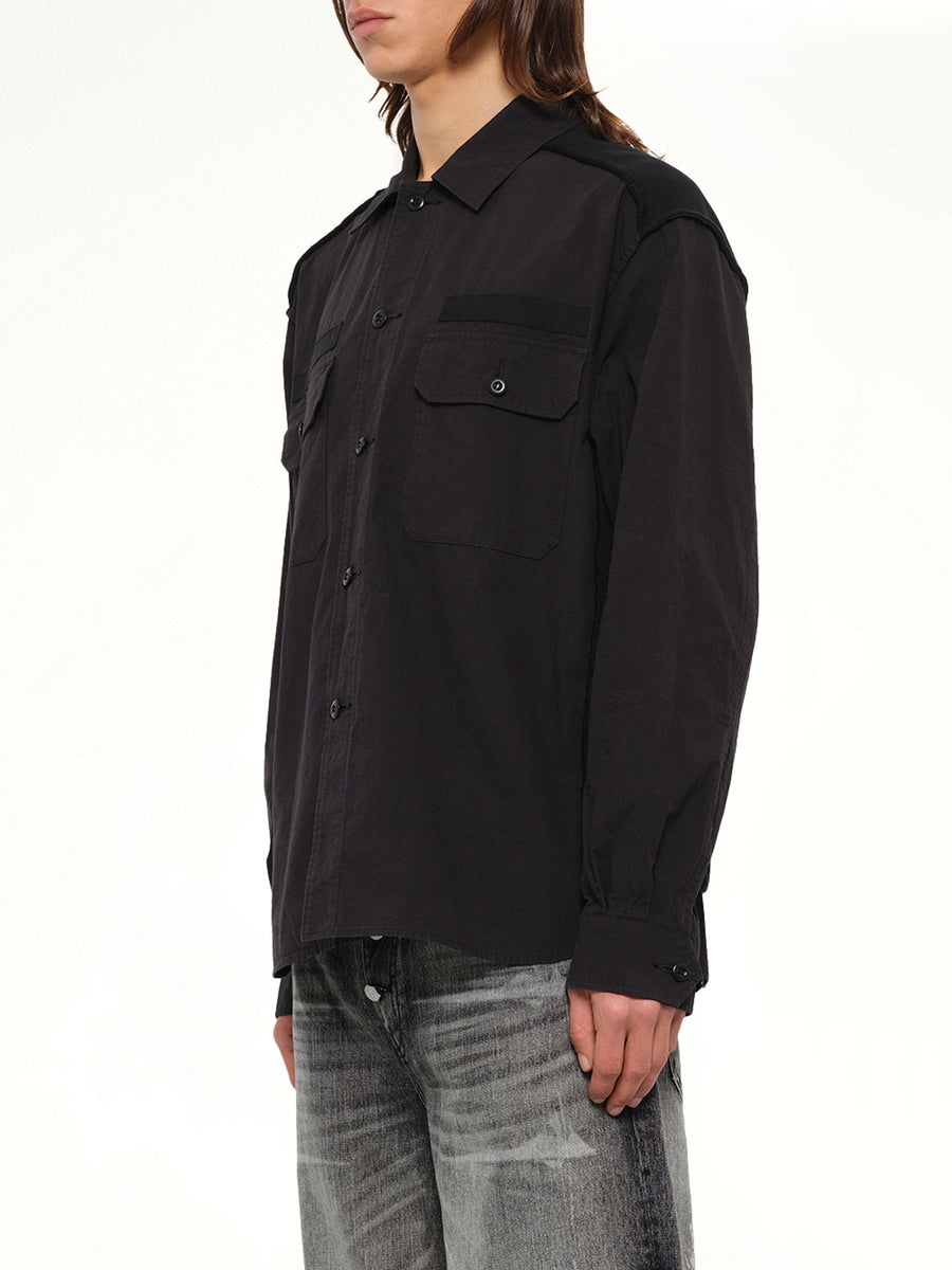 Cotton Rib Shirt in Black