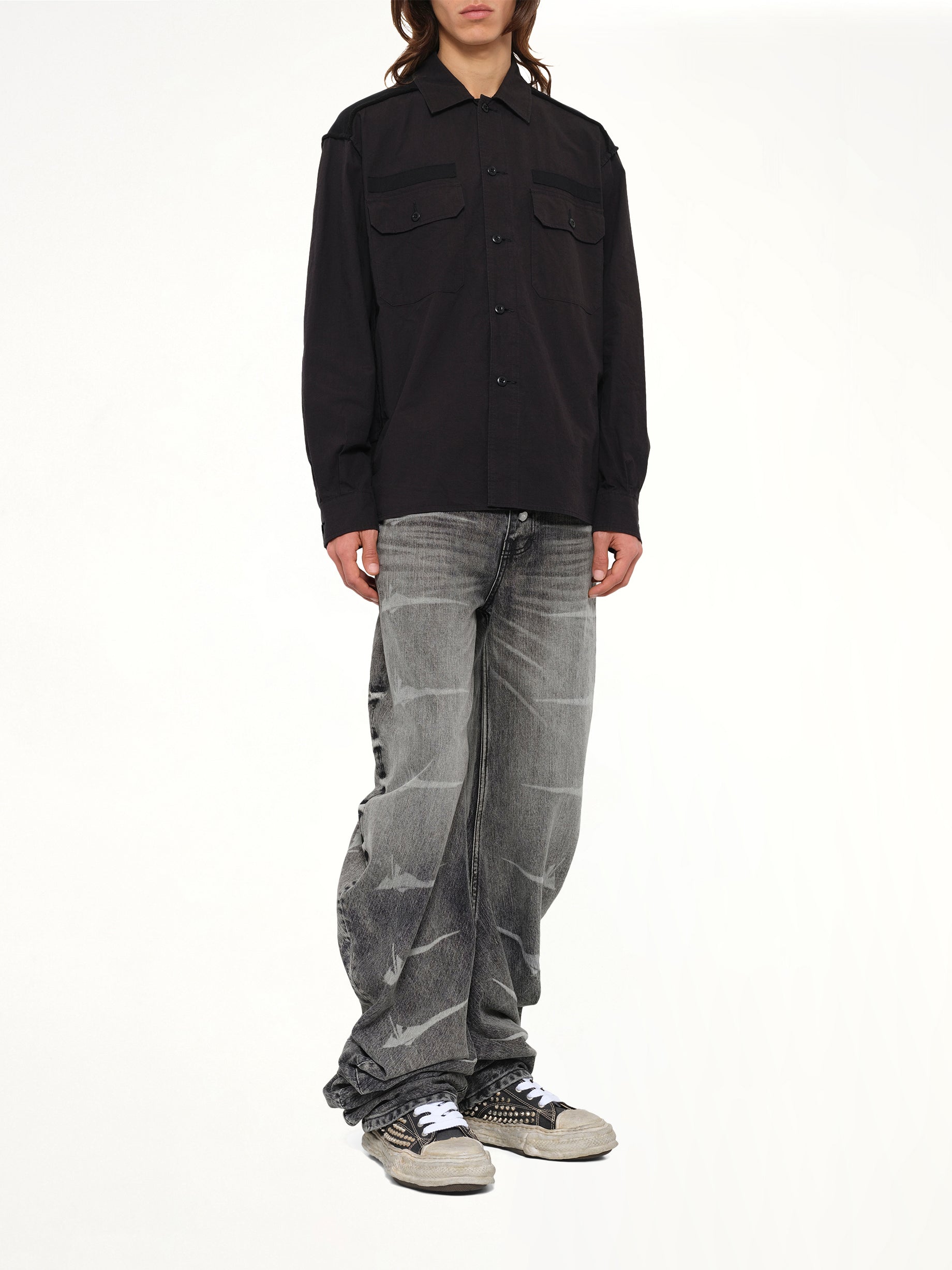 Cotton Rib Shirt in Black