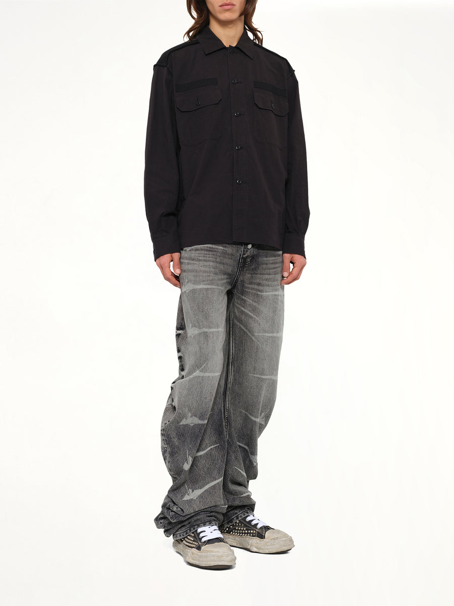 Cotton Rib Shirt in Black