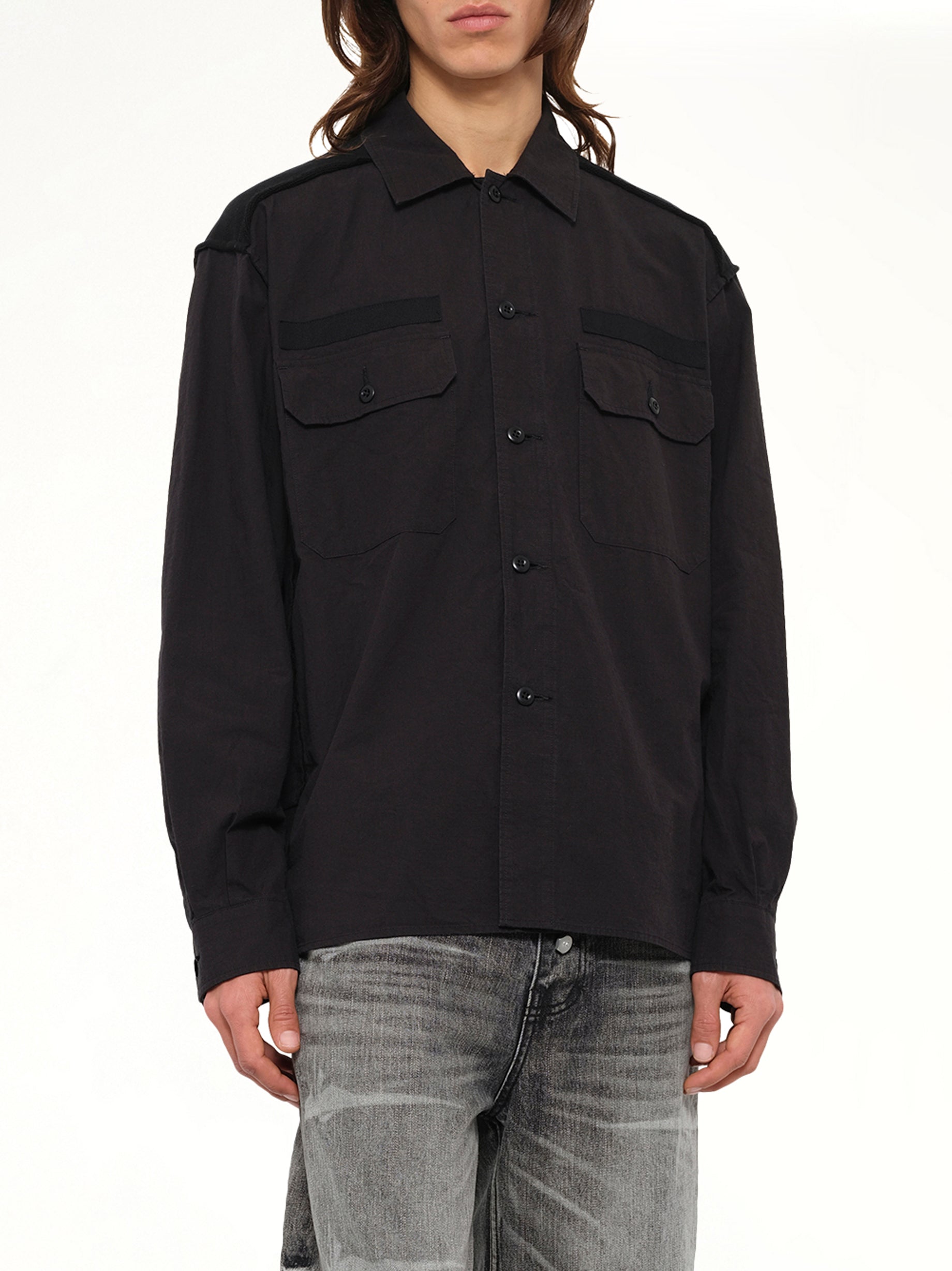 Cotton Rib Shirt in Black