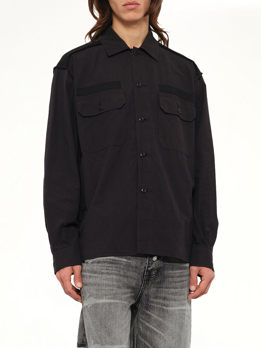 Cotton Rib Shirt in Black