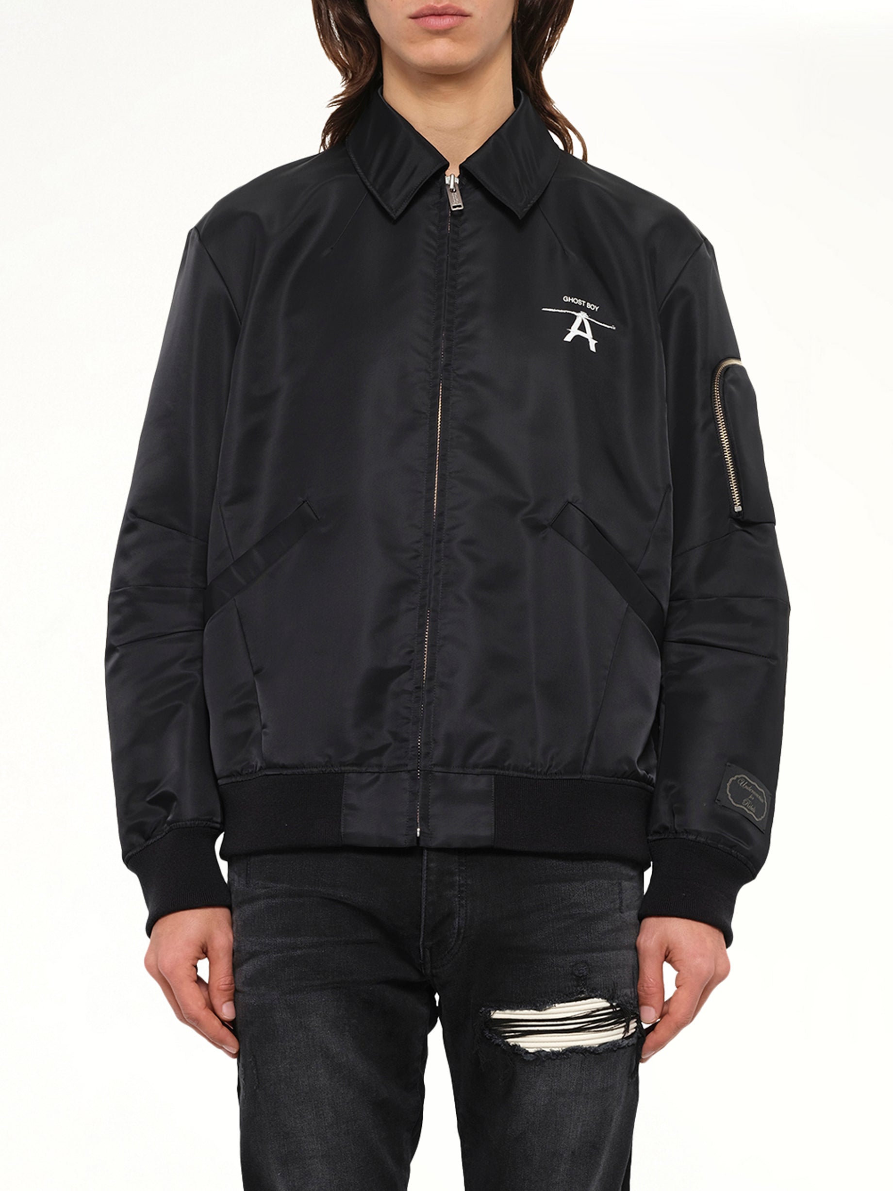 Ghost Boy Bomber Jacket in Black