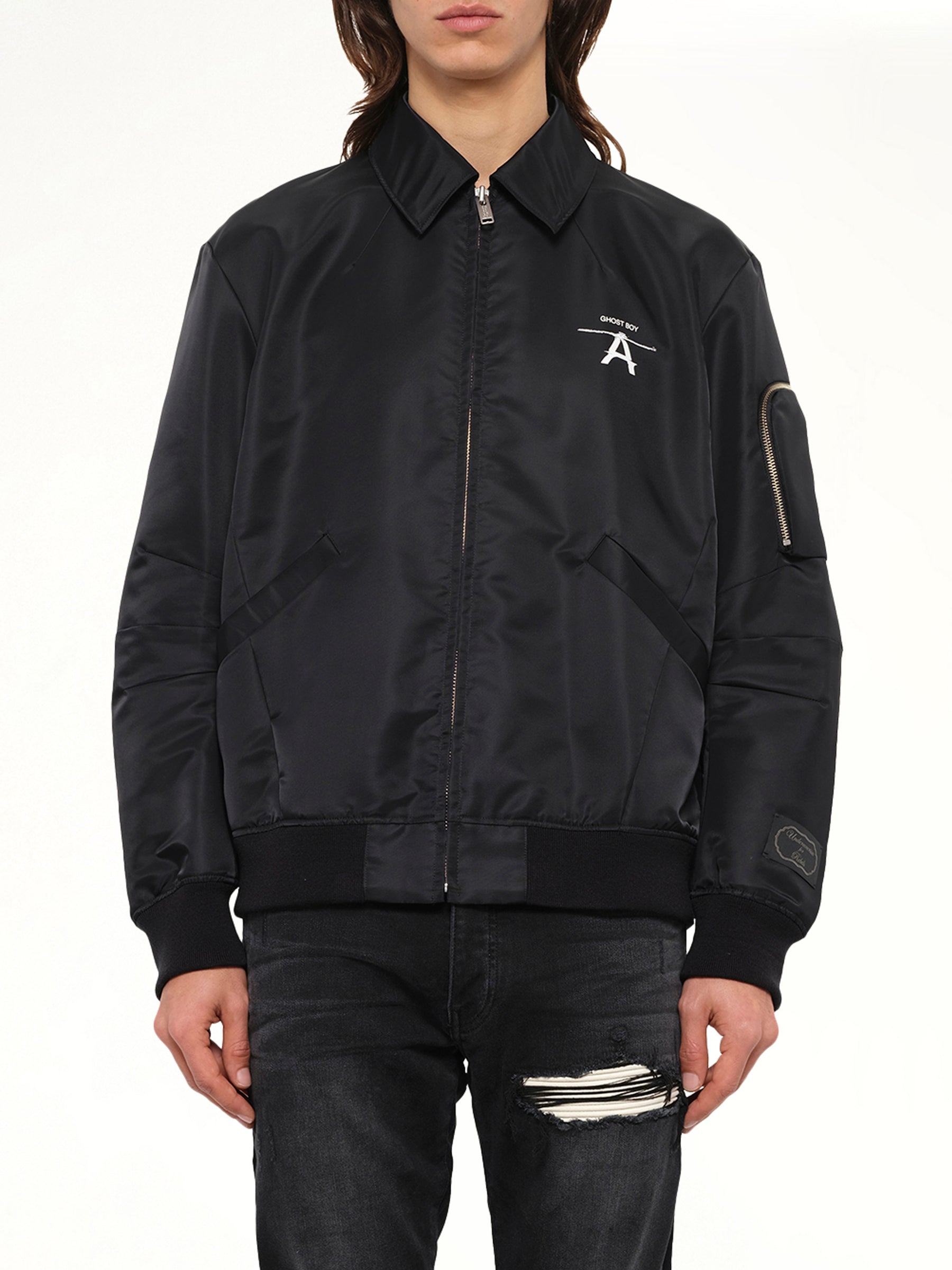 Ghost Boy Bomber Jacket in Black