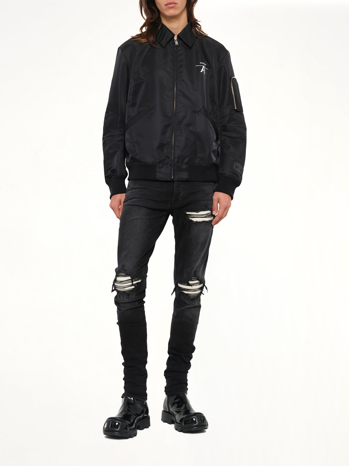 Ghost Boy Bomber Jacket in Black