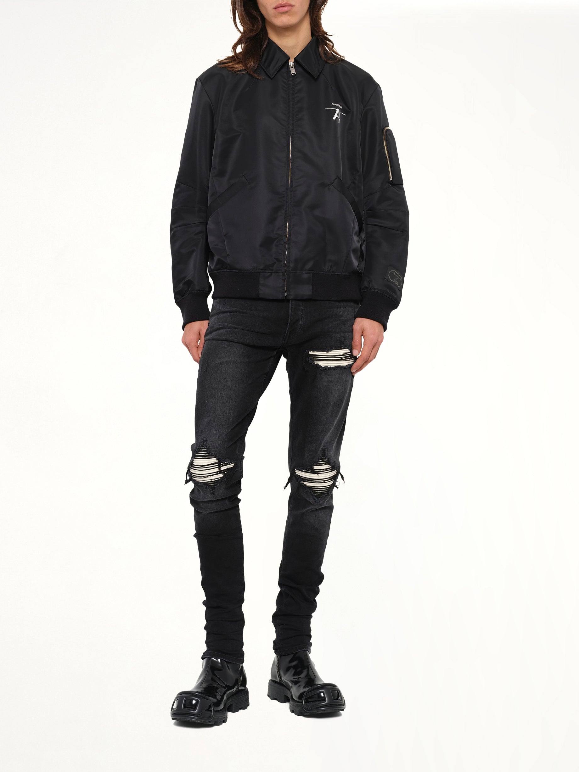 Ghost Boy Bomber Jacket in Black