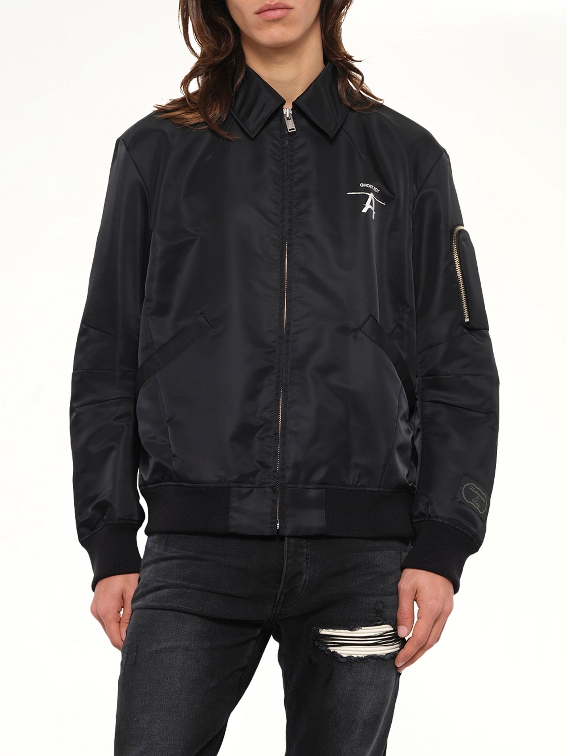 Ghost Boy Bomber Jacket in Black