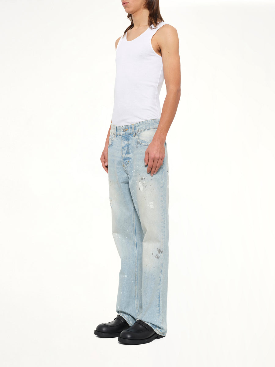 Painted Denim Jeans in Coastal Blue