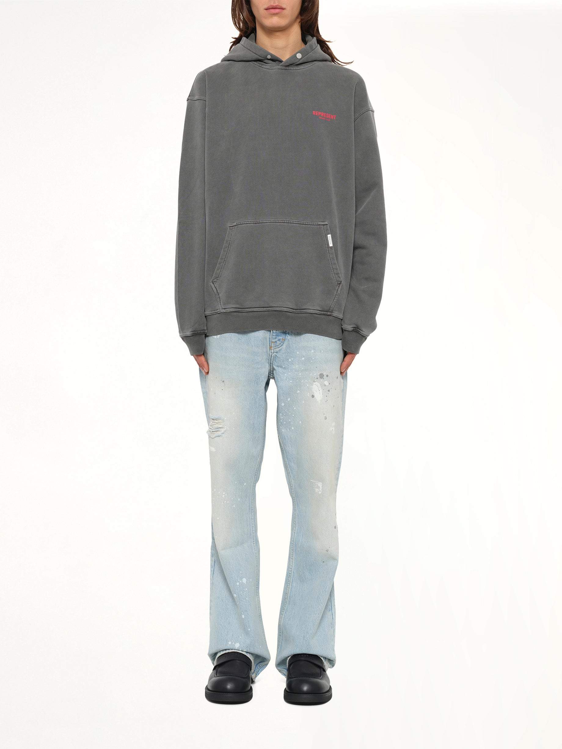 Represent Owners Club Hoodie in Washed Black