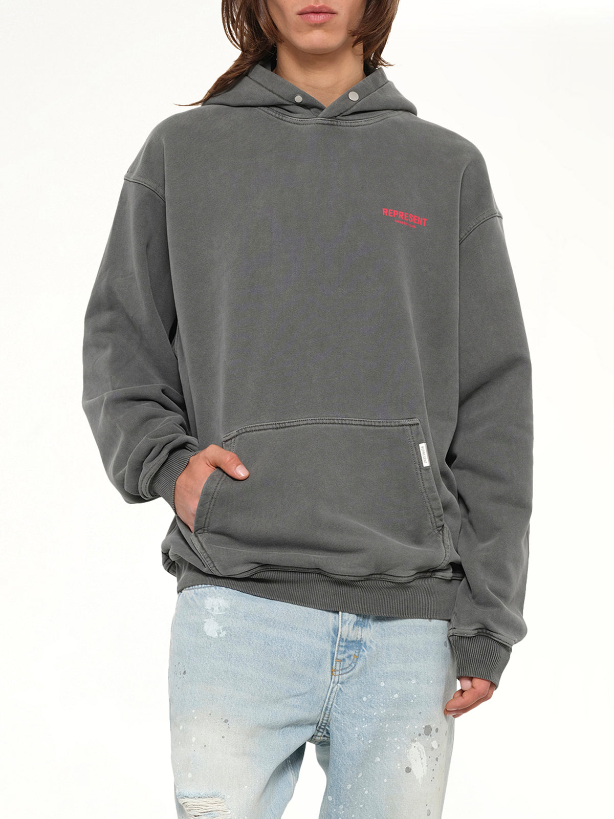 Represent Owners Club Hoodie in Washed Black