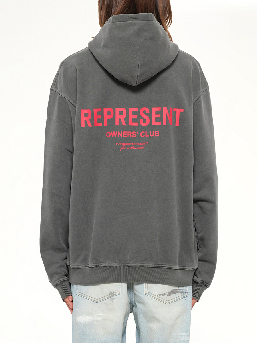Represent Owners Club Hoodie in Washed Black