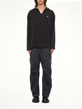 T-BOXT-LS-HOOD-CHECK T-Shirt in Black