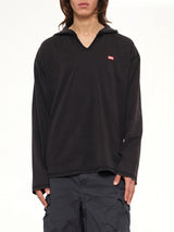 T-BOXT-LS-HOOD-CHECK T-Shirt in Black