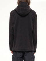 T-BOXT-LS-HOOD-CHECK T-Shirt in Black