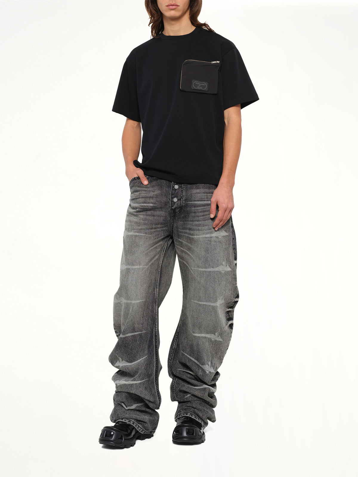 Zipped Pocket T-Shirt in Black