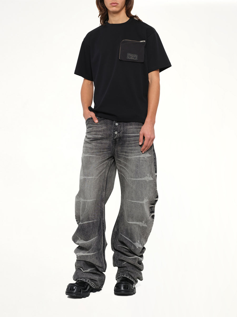 Zipped Pocket T-Shirt in Black
