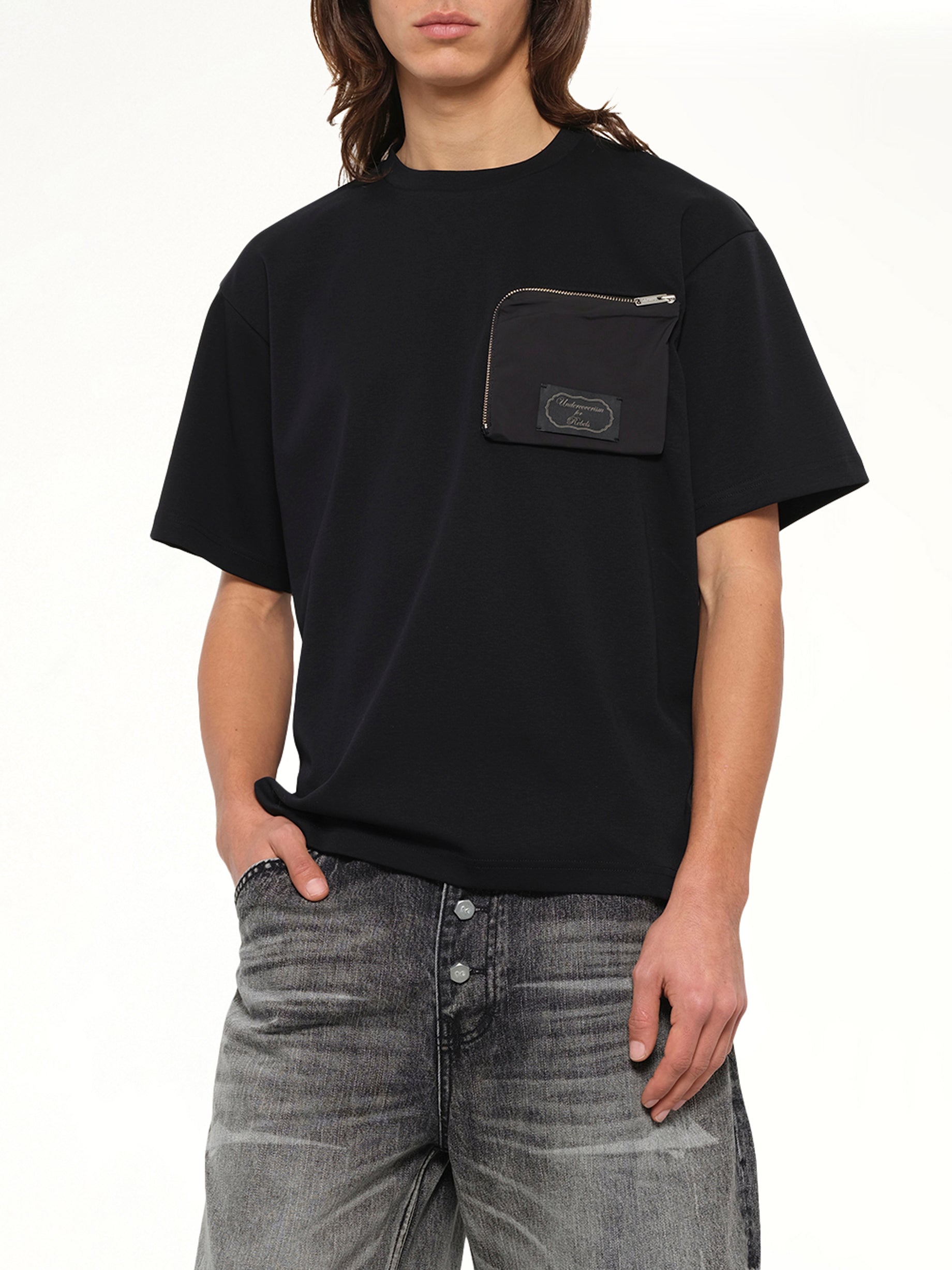 Zipped Pocket T-Shirt in Black
