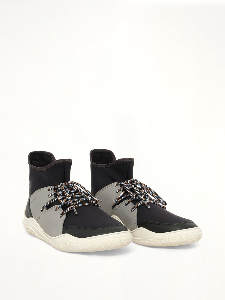 Knit Lace Up Neo Sneaker in Black