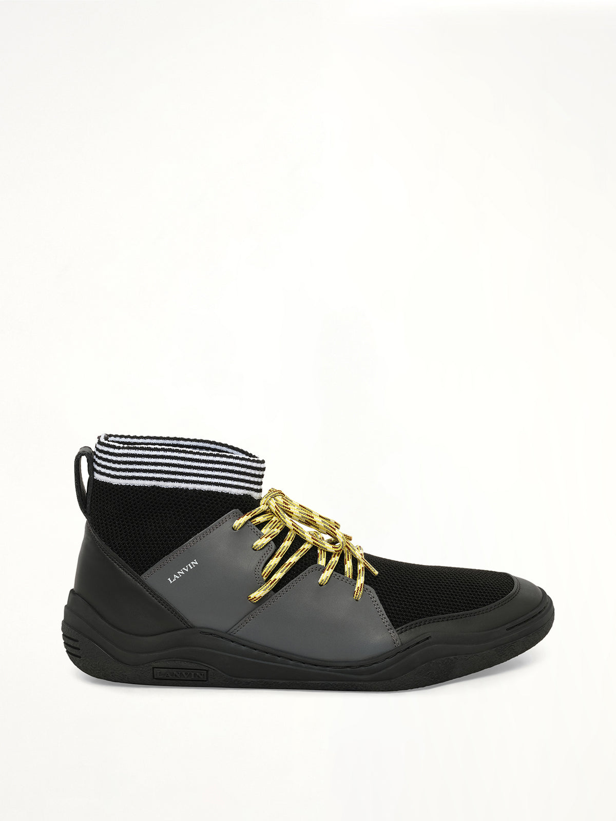 Knit Lace Up Pique Sneaker in Black