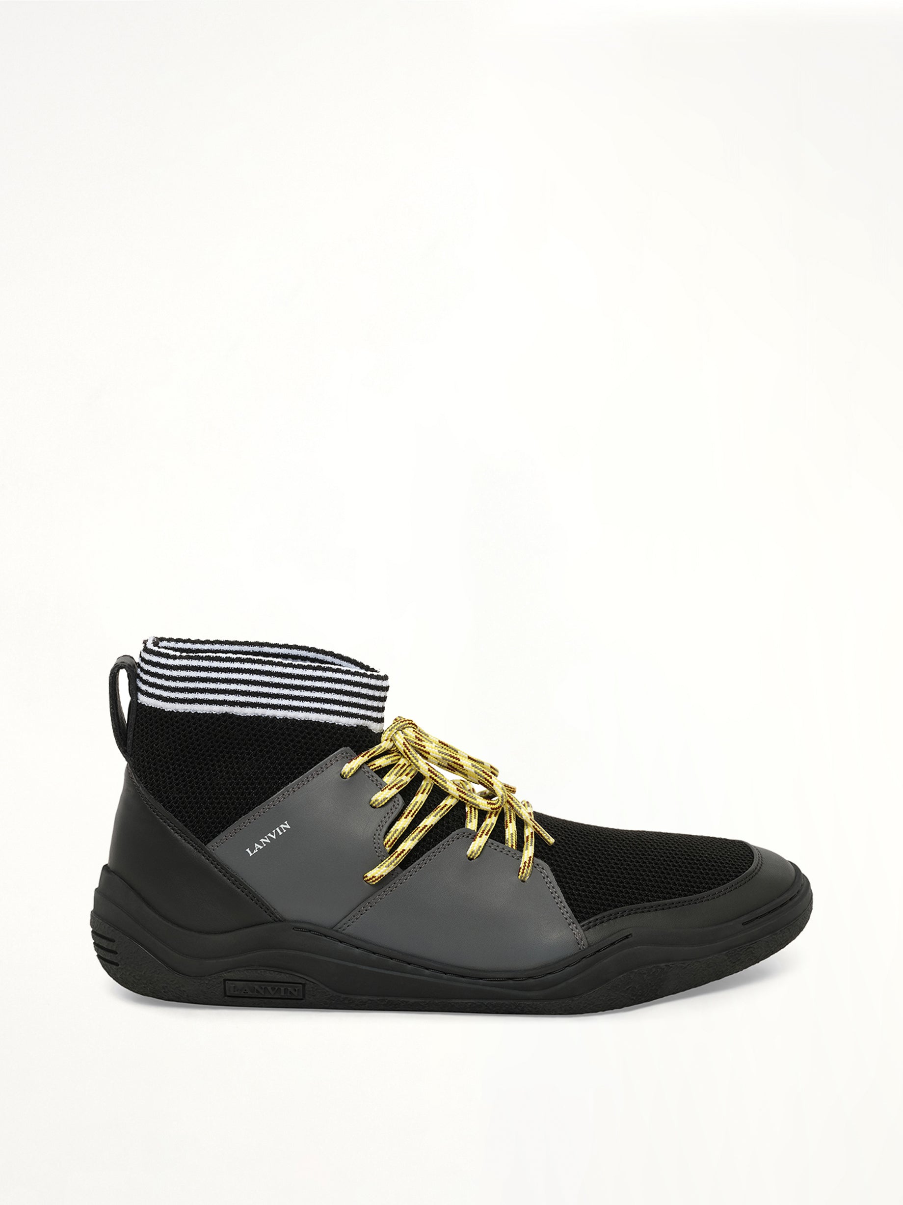 Knit Lace Up Pique Sneaker in Black