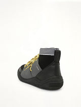 Knit Lace Up Pique Sneaker in Black