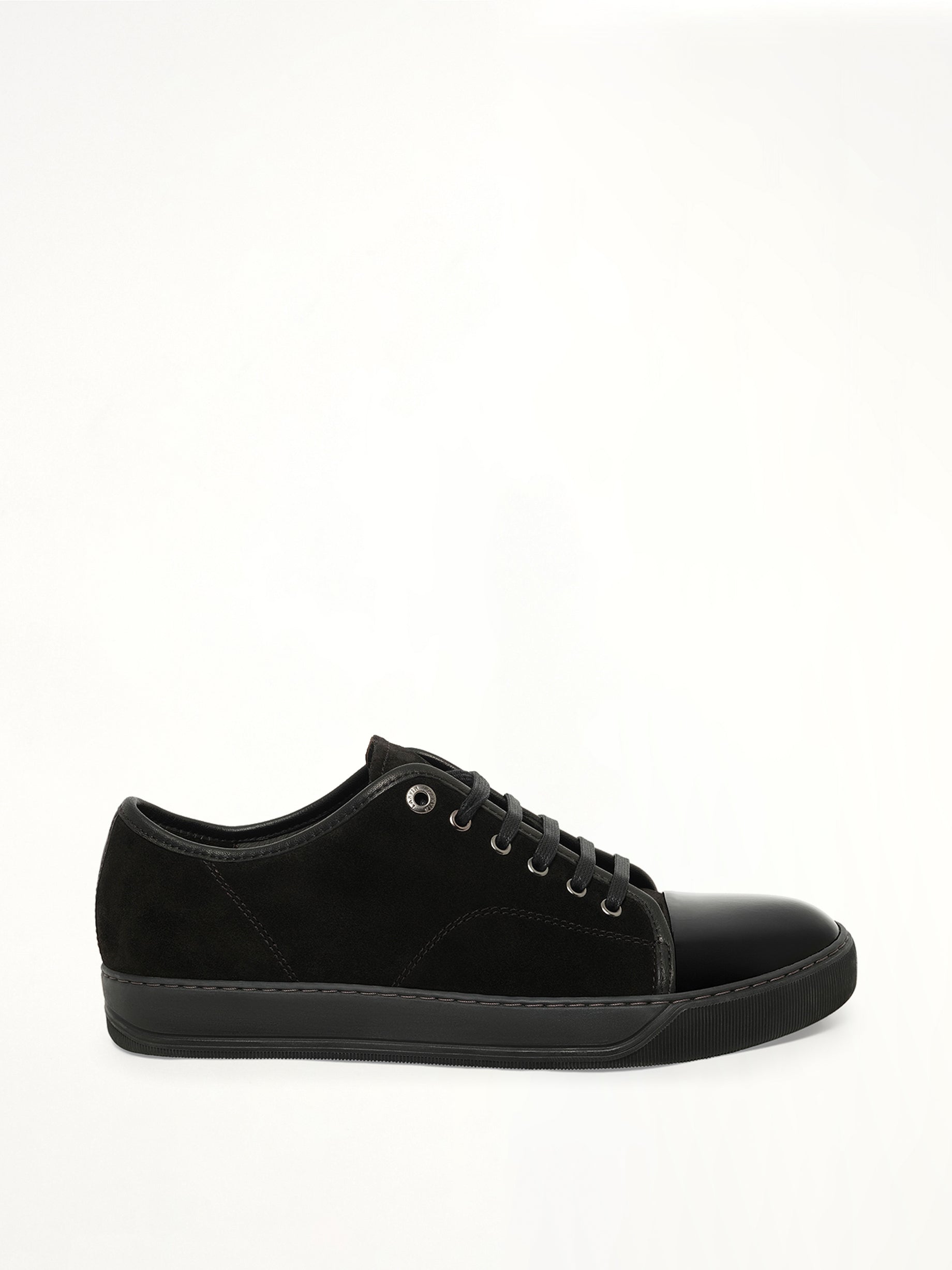 Suede Patent Sneaker in Black