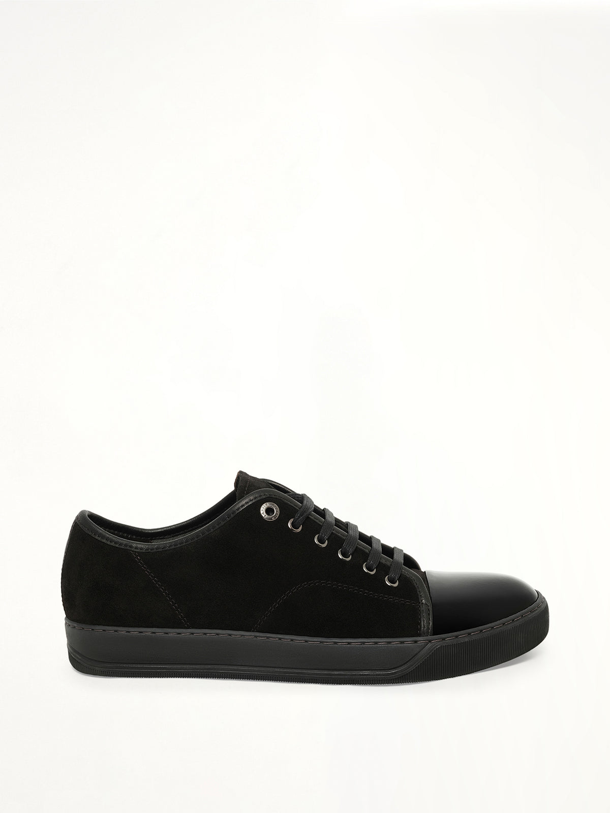 Suede Patent Sneaker in Black