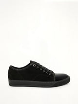 Suede Patent Sneaker in Black