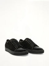 Suede Patent Sneaker in Black