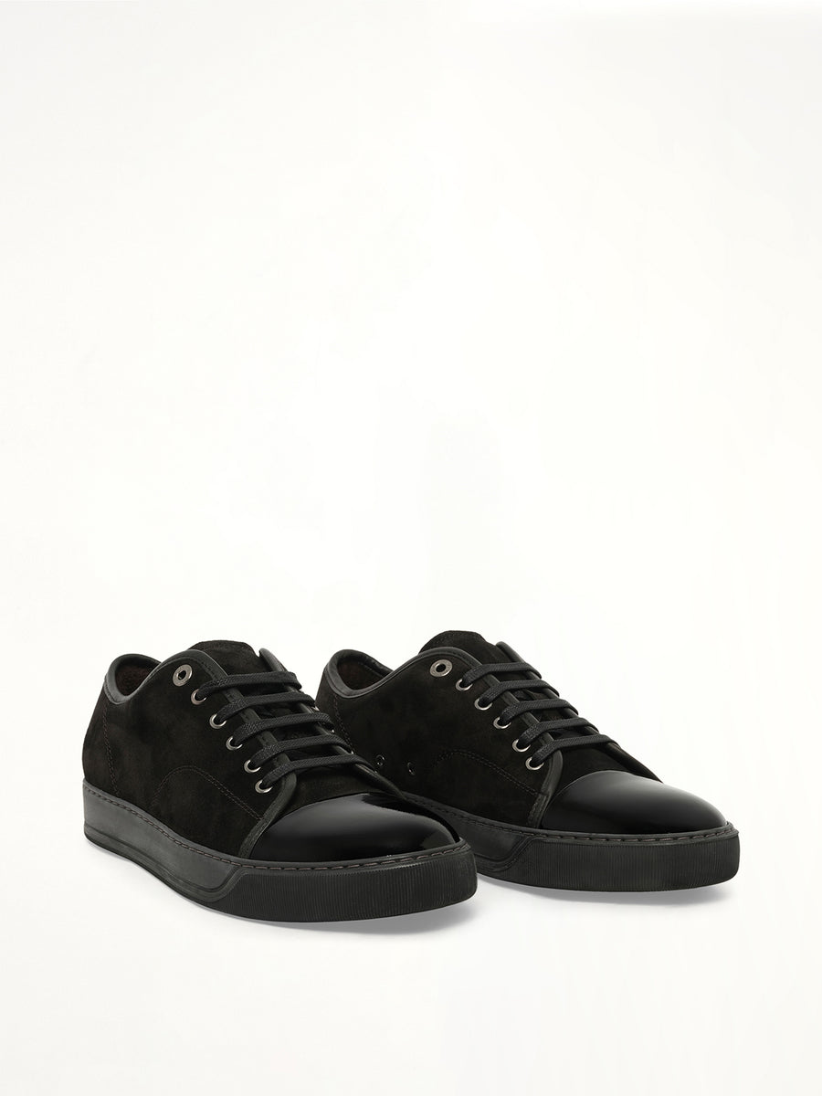 Suede Patent Sneaker in Black