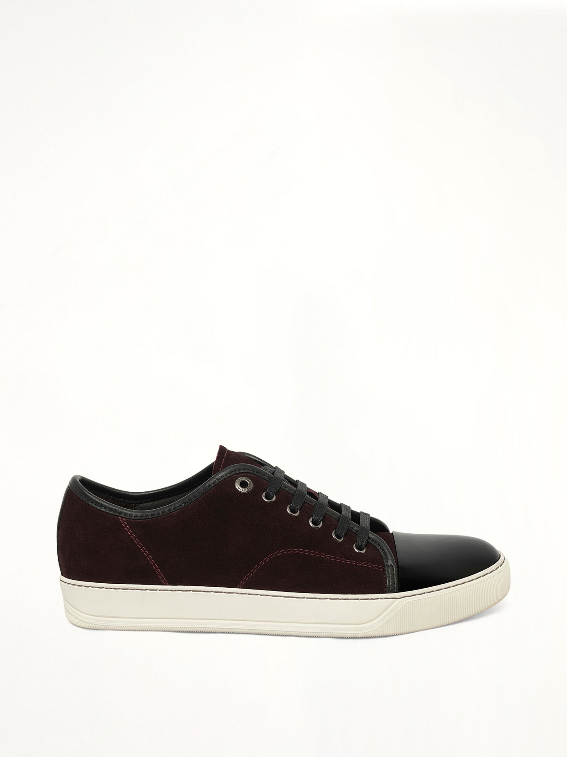 Suede Patent Sneaker in Burgandy