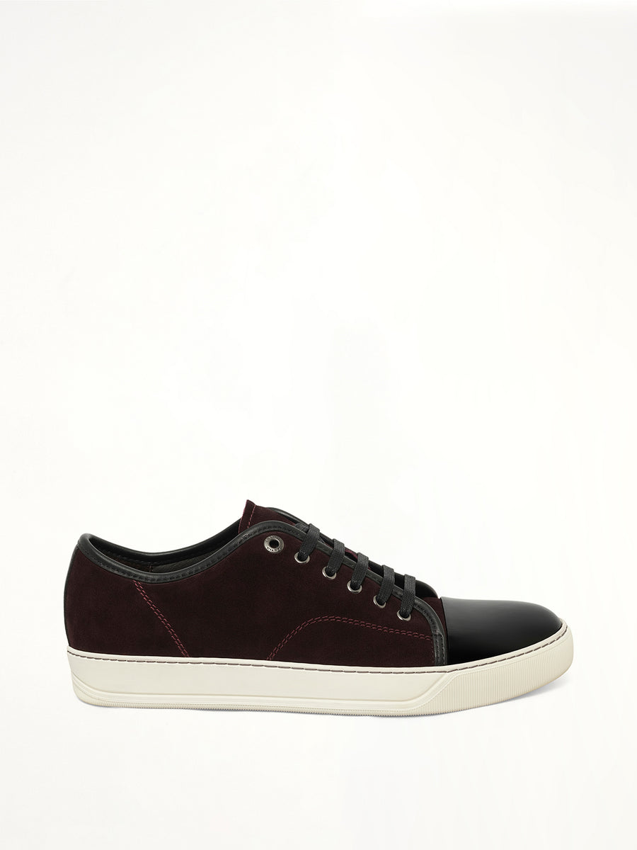 Suede Patent Sneaker in Burgandy