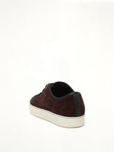 Suede Patent Sneaker in Burgandy