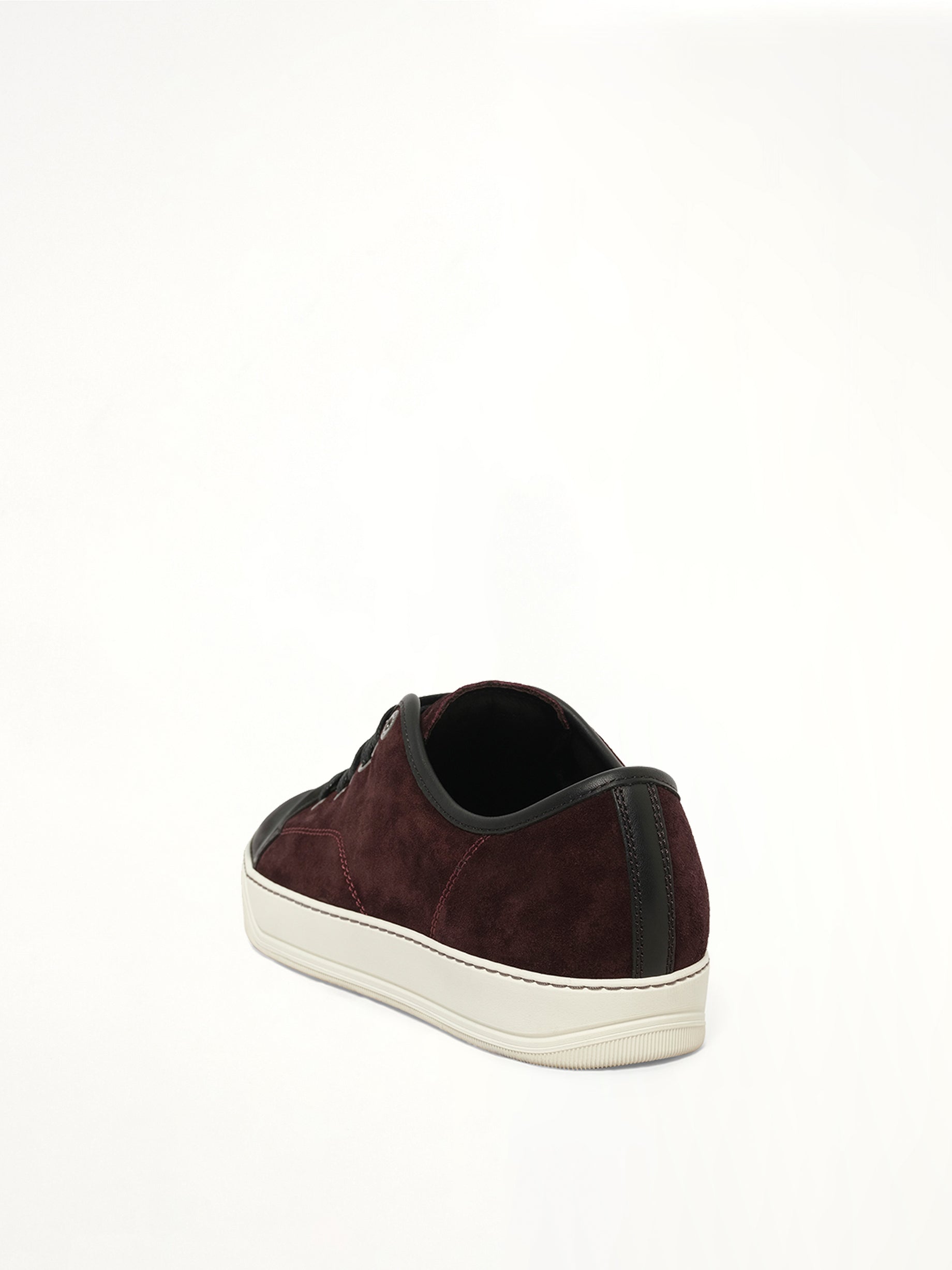 Suede Patent Sneaker in Burgandy