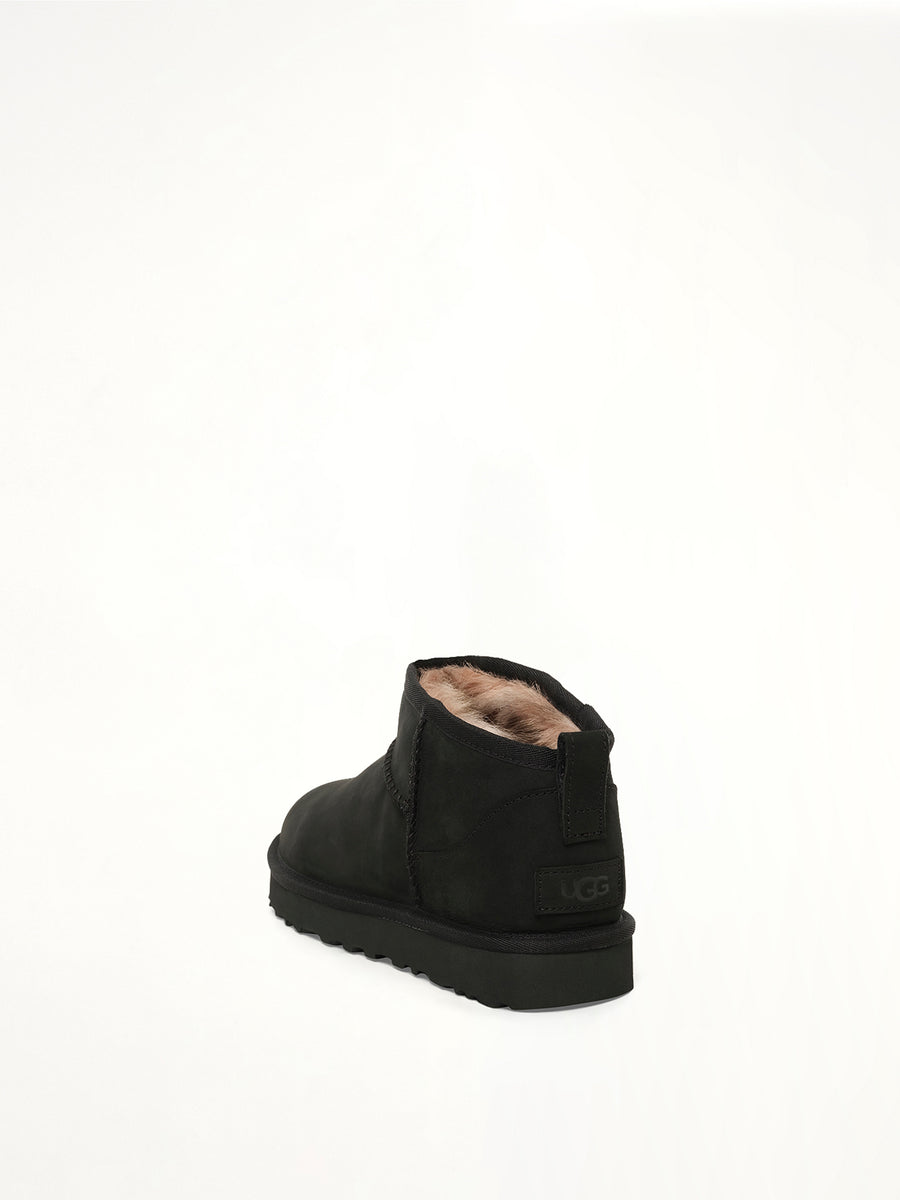 Classic Ultra Mini Nubuck Boots in Black
