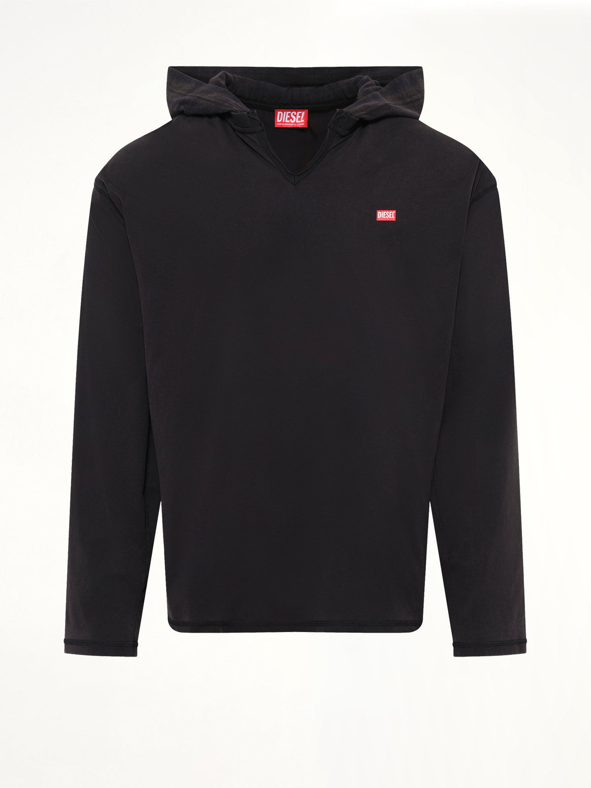 T-BOXT-LS-HOOD-CHECK T-Shirt in Black