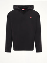 T-BOXT-LS-HOOD-CHECK T-Shirt in Black