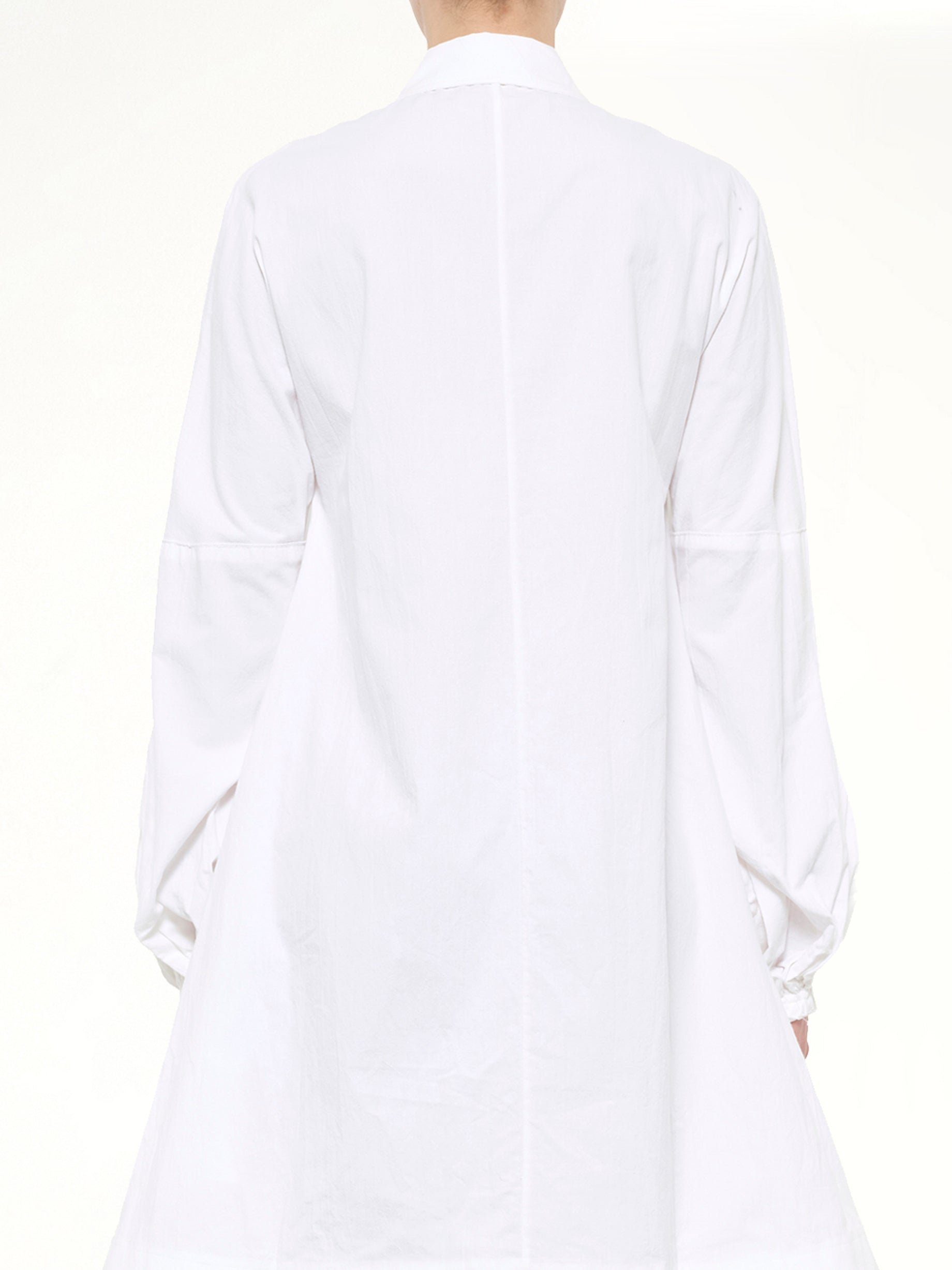 Buttondown Puff Dress in White