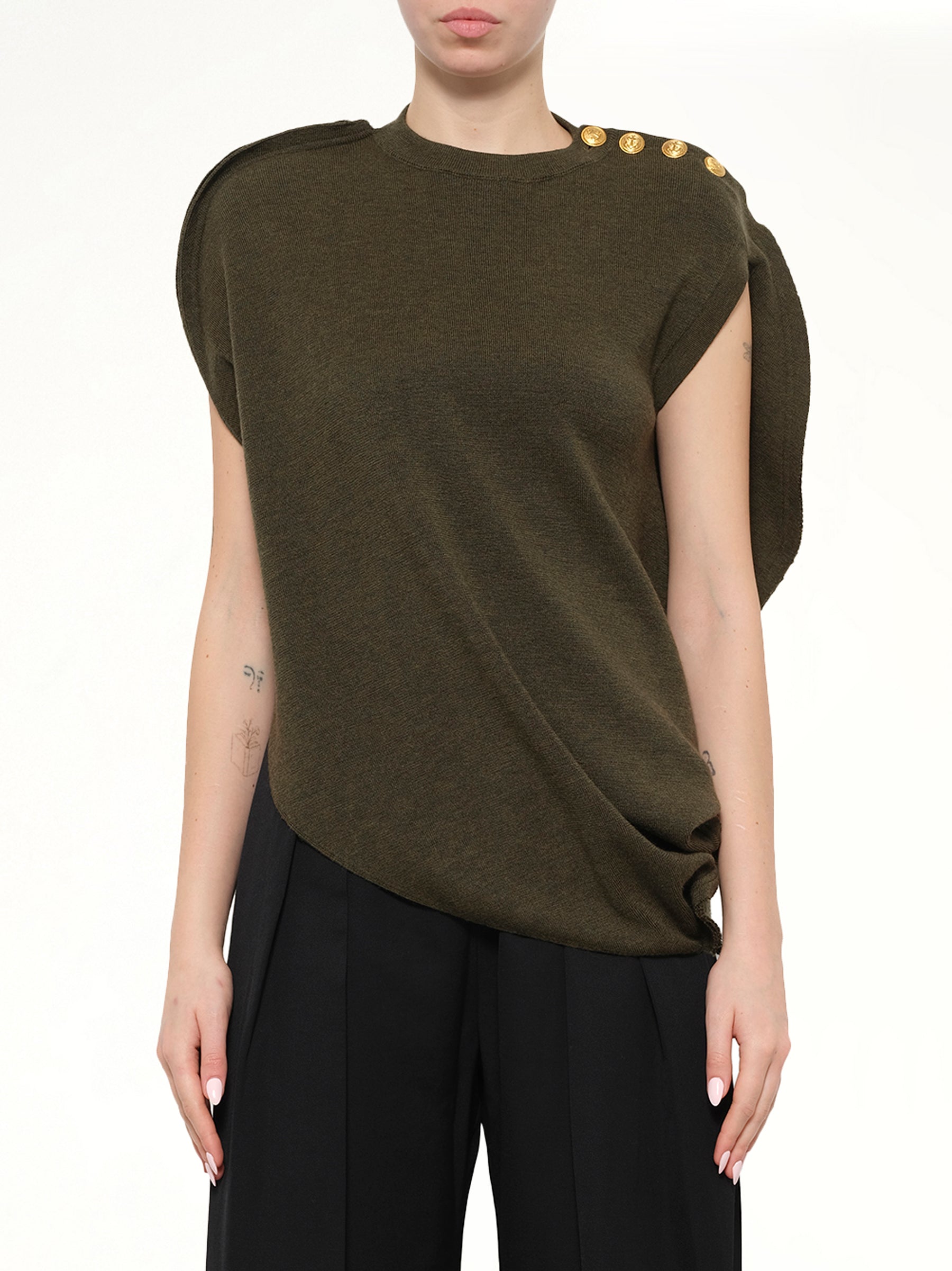 Circle Knit Top in Khaki