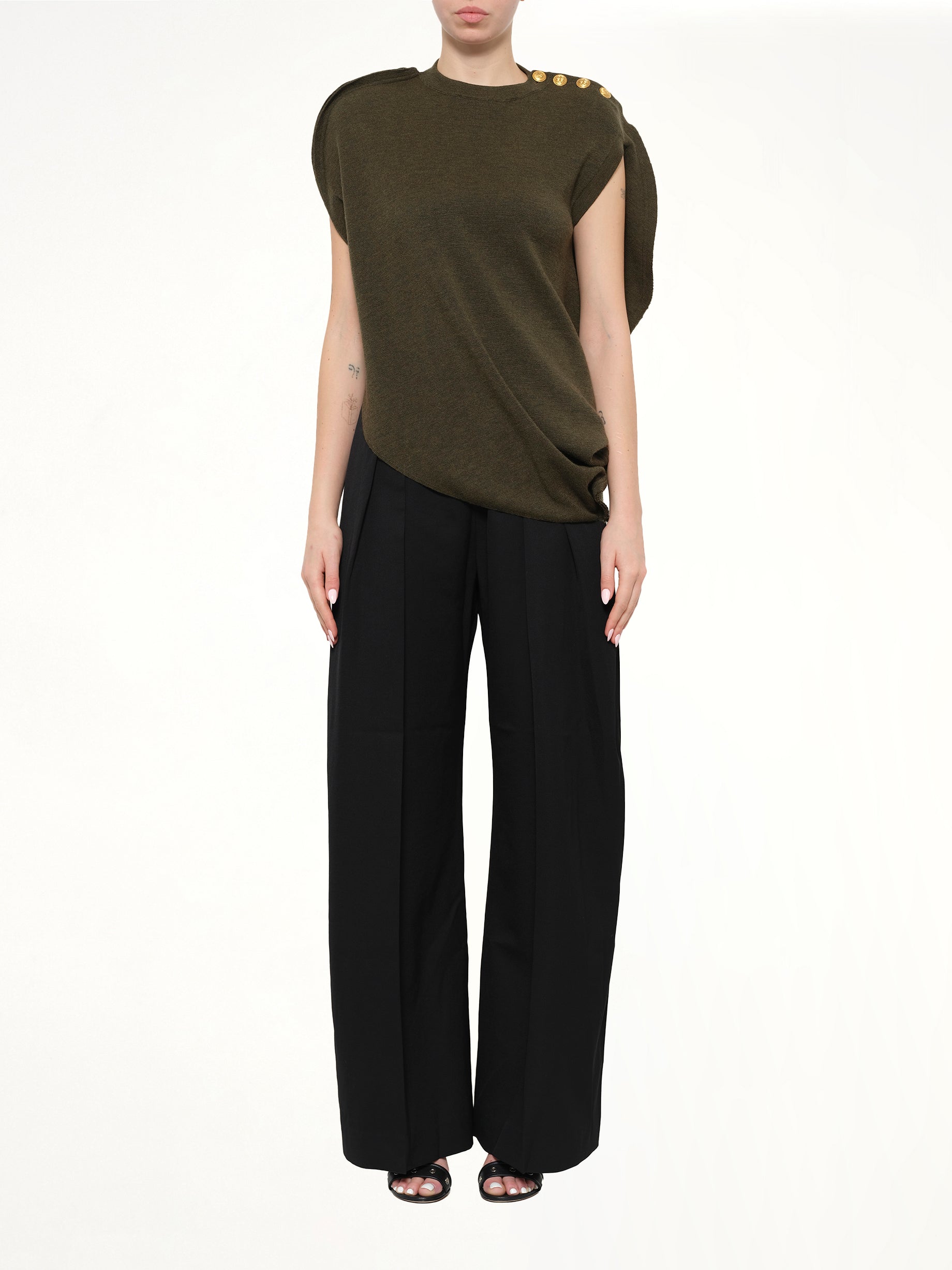 Circle Knit Top in Khaki