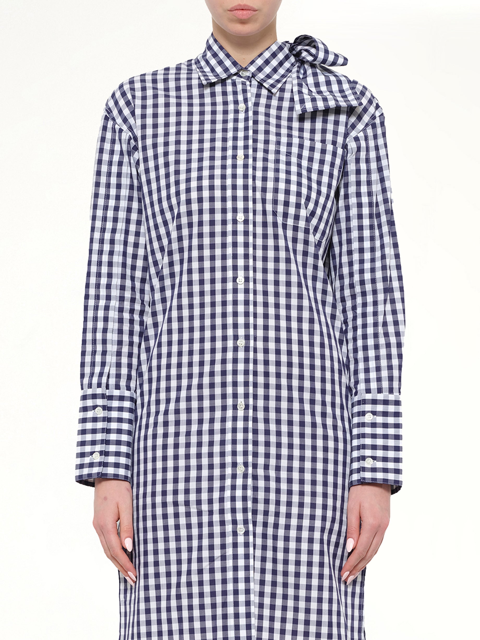 Gingham Shirt Dress in Blue