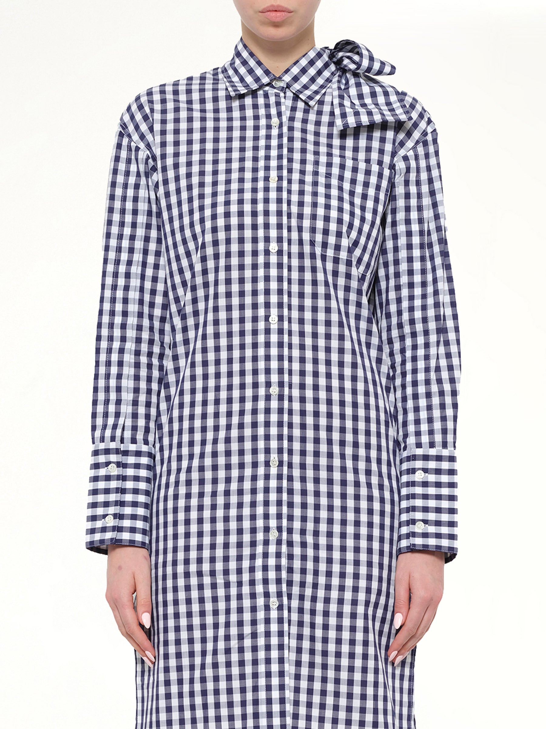 Gingham Shirt Dress in Blue