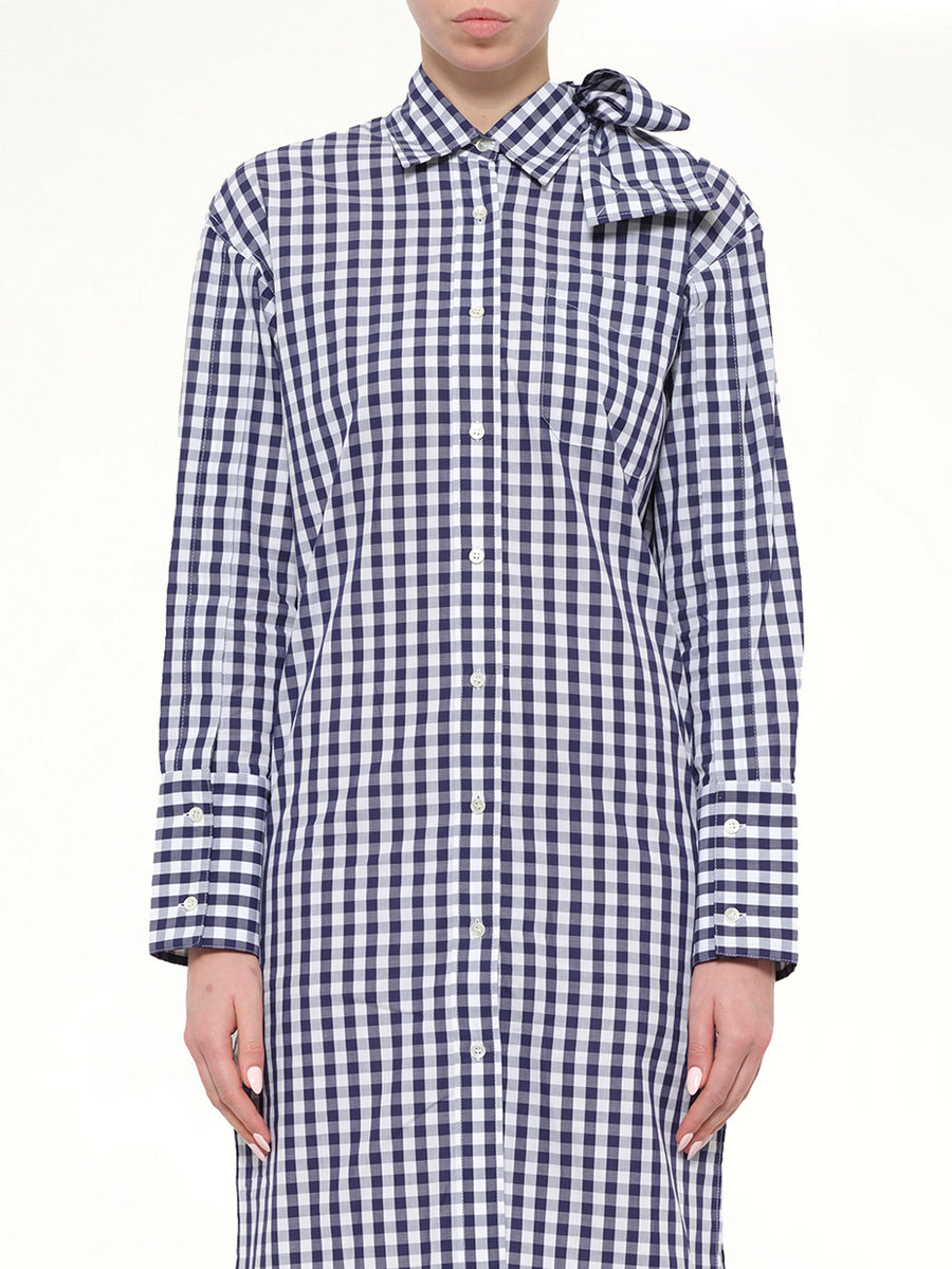 Gingham Shirt Dress in Blue
