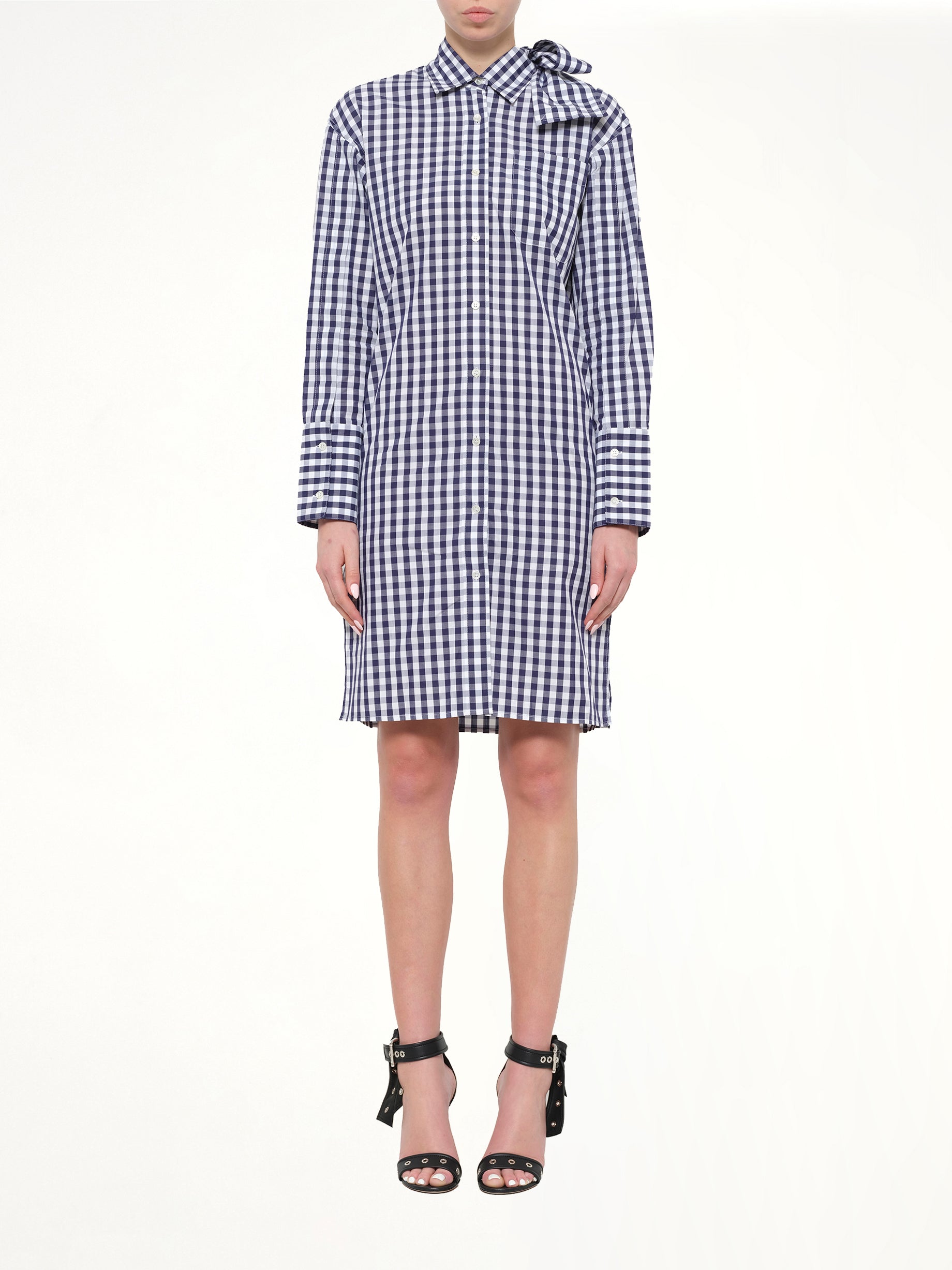Gingham Shirt Dress in Blue