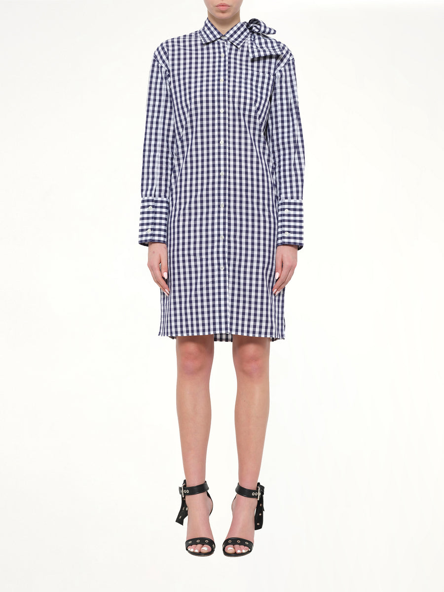 Gingham Shirt Dress in Blue