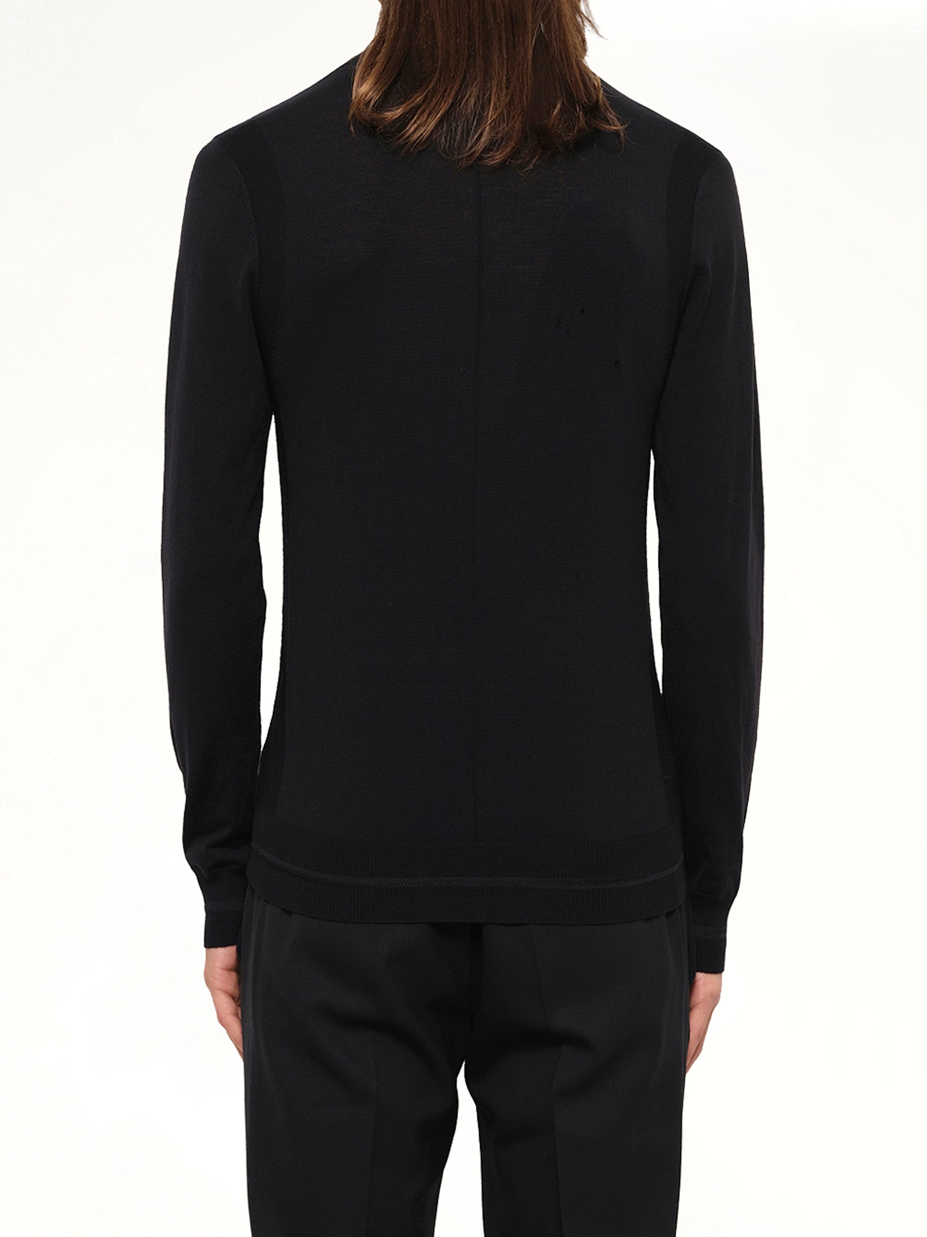 Leather Patch Pullover in Black