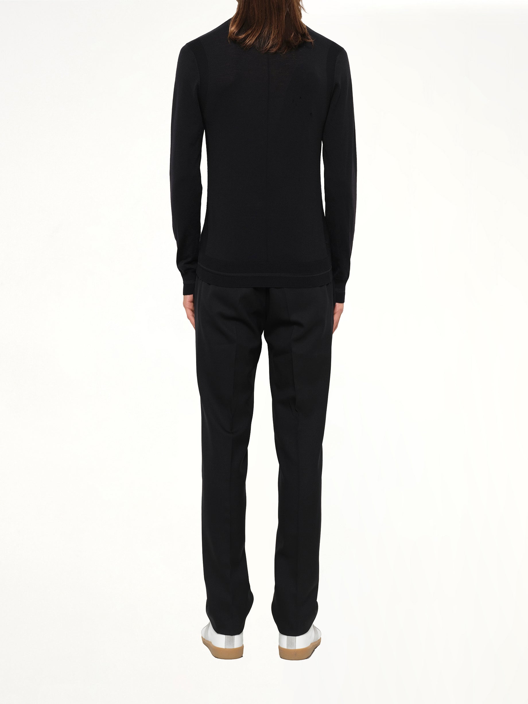 Leather Patch Pullover in Black